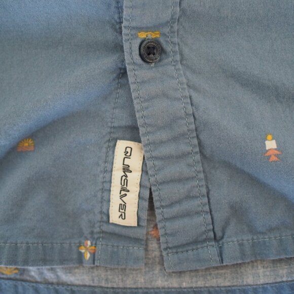 Quiksilver Men's Spaced Out Retro Light Blue Patterned Shirt Sz Regular Fit M - Picture 4 of 14